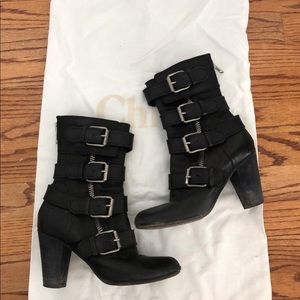 Chloe black leather boots